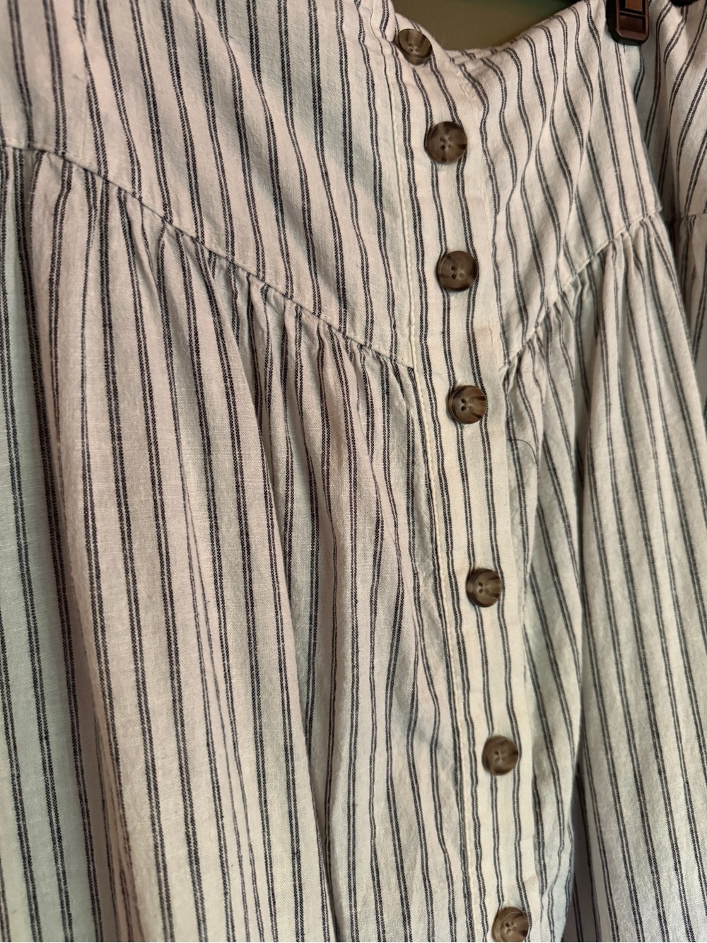 Marine Layer White and Navy Striped Midi Button-Front Skirt - Picture 3 of 4